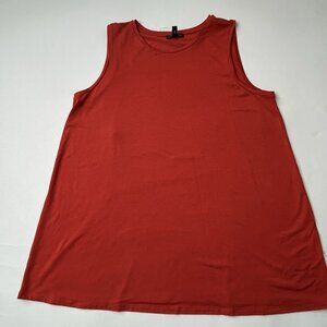 Eileen Fisher Crew Neck Long Shell Top Sleeveless Orange Size Large
